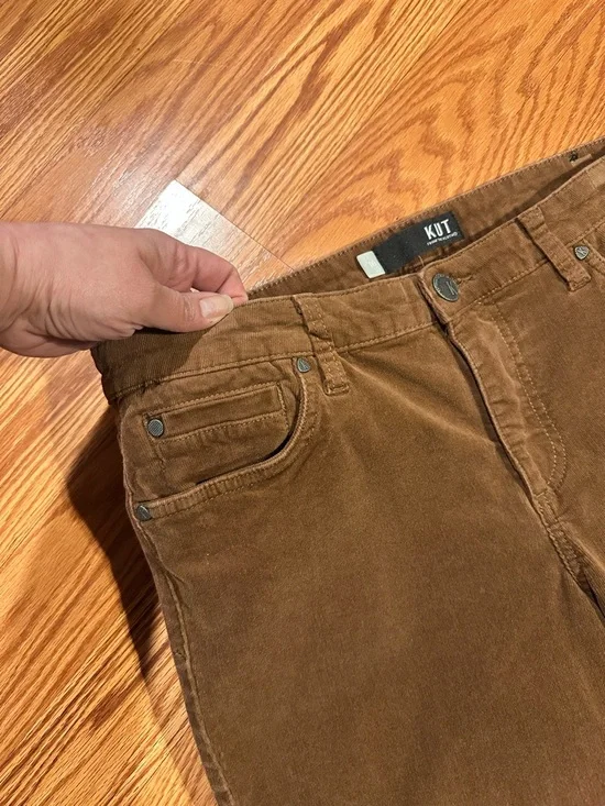 Kut from the Kloth Brown Corduroy Catherine Boyfriend Straight Leg Pant Size 10 - Picture 3 of 8